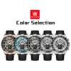 OLEVS 6713 Brand Fashion Skeleton Men's Watches Waterproof Automatic Mechanical Watch Moon Phase Luminous Original Wristwatch 6