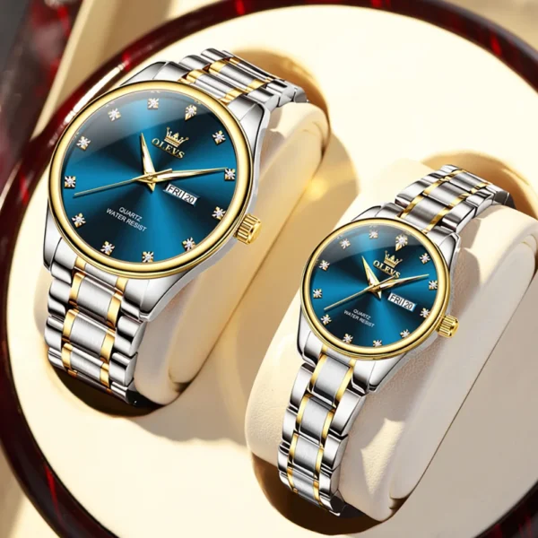 OLEVS Top Brand Couple Watches Fashion Trend Original Quartz Watch for Lover Waterproof Luminous Date His and Her Watches New 1
