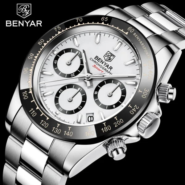 Relojes Hombre 2024 BENYAR New  Watches Men Luxury Brand Chronograph Male Sport Watches Waterproof Stainless Steel Quartz  Watch 1