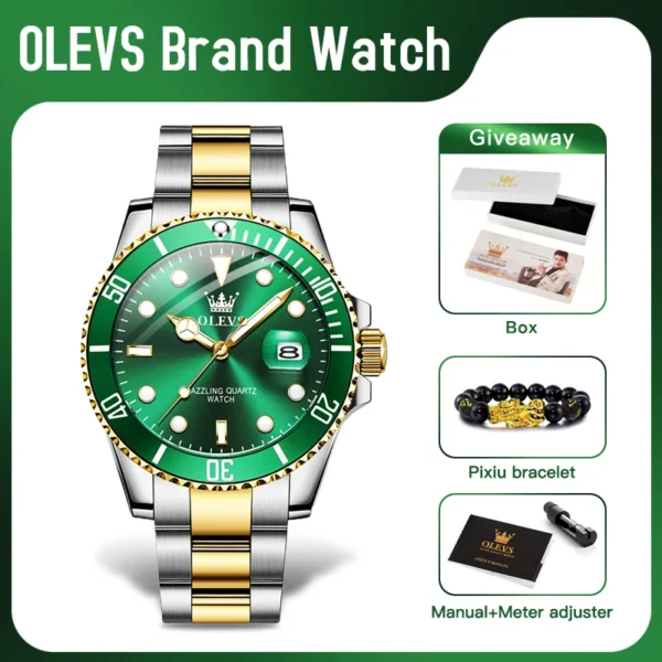 OLEVS 5885 Man Watch Original Brand Waterproof Quartz Watch Stainless Steel Strap Automatic Date Mens Gifts Watches For Man 2