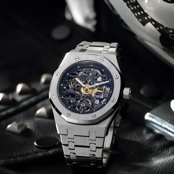 FEICE Automatic Mechanical Luxury Watch Men  Stainless Steel Watches Luminous Waterproof Watch for Men Skeleton FM019 1