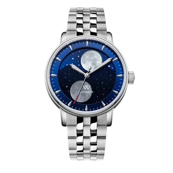 WM Watch Automatic Mechanical Watches Men Lunar Moon Phase Sapphire Waterproof Man Luminous Twin Moons Welly Merck Watch WM142 2